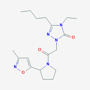 molecular formula C18H27N5O3 B5559678 5-butyl-4-ethyl-2-{2-[2-(3-methyl-5-isoxazolyl)-1-pyrrolidinyl]-2-oxoethyl}-2,4-dihydro-3H-1,2,4-triazol-3-one 