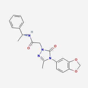 molecular formula C20H20N4O4 B5559712 2-[4-(1,3-benzodioxol-5-yl)-3-methyl-5-oxo-4,5-dihydro-1H-1,2,4-triazol-1-yl]-N-[(1R)-1-phenylethyl]acetamide 