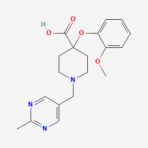 molecular formula C19H23N3O4 B5559724 4-(2-methoxyphenoxy)-1-[(2-methylpyrimidin-5-yl)methyl]piperidine-4-carboxylic acid 