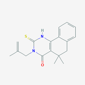 molecular formula C18H20N2OS B5559732 5,5-二甲基-3-(2-甲基-2-丙烯-1-基)-2-硫代-2,3,5,6-四氢苯并[h]喹唑啉-4(1H)-酮 