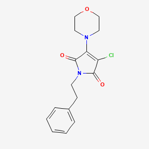 molecular formula C16H17ClN2O3 B5559756 3-chloro-4-(4-morpholinyl)-1-(2-phenylethyl)-1H-pyrrole-2,5-dione 