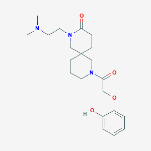 molecular formula C21H31N3O4 B5559761 2-[2-(dimethylamino)ethyl]-8-[(2-hydroxyphenoxy)acetyl]-2,8-diazaspiro[5.5]undecan-3-one 