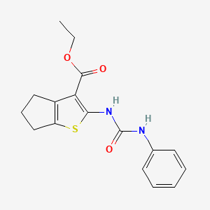 molecular formula C17H18N2O3S B5559764 ethyl 2-[(anilinocarbonyl)amino]-5,6-dihydro-4H-cyclopenta[b]thiophene-3-carboxylate 