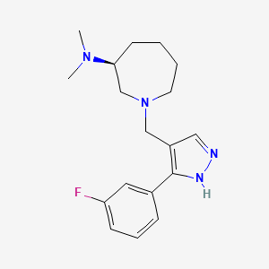 molecular formula C18H25FN4 B5559785 (3S)-1-{[3-(3-fluorophenyl)-1H-pyrazol-4-yl]methyl}-N,N-dimethylazepan-3-amine 