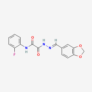 molecular formula C16H12FN3O4 B5559796 2-[2-(1,3-benzodioxol-5-ylmethylene)hydrazino]-N-(2-fluorophenyl)-2-oxoacetamide 