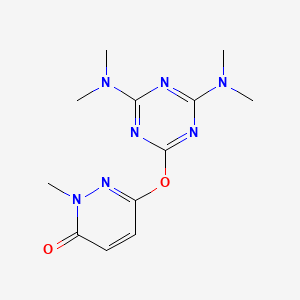 molecular formula C12H17N7O2 B5559798 6-{[4,6-bis(dimethylamino)-1,3,5-triazin-2-yl]oxy}-2-methyl-3(2H)-pyridazinone 