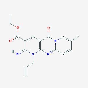 molecular formula C18H18N4O3 B5559819 ethyl 1-allyl-2-imino-8-methyl-5-oxo-1,5-dihydro-2H-dipyrido[1,2-a:2',3'-d]pyrimidine-3-carboxylate 