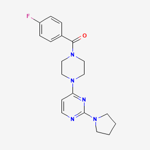 molecular formula C19H22FN5O B5559836 4-[4-(4-fluorobenzoyl)-1-piperazinyl]-2-(1-pyrrolidinyl)pyrimidine 