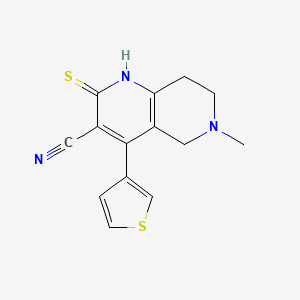 molecular formula C14H13N3S2 B5559883 6-甲基-4-(3-噻吩基)-2-硫代-1,2,5,6,7,8-六氢-1,6-萘啶-3-腈 