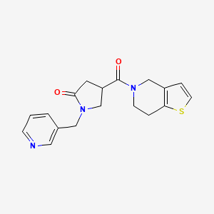 molecular formula C18H19N3O2S B5559888 4-(6,7-dihydrothieno[3,2-c]pyridin-5(4H)-ylcarbonyl)-1-(3-pyridinylmethyl)-2-pyrrolidinone 