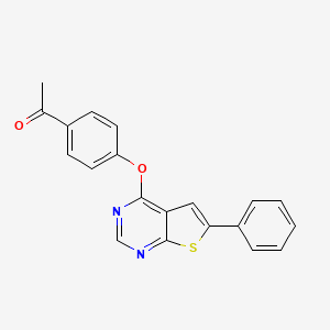 molecular formula C20H14N2O2S B5559966 1-{4-[(6-苯并噻吩并[2,3-d]嘧啶-4-基)氧基]苯基}乙酮 