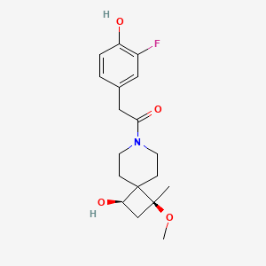 molecular formula C18H24FNO4 B5559989 (1R*,3S*)-7-[(3-fluoro-4-hydroxyphenyl)acetyl]-3-methoxy-3-methyl-7-azaspiro[3.5]nonan-1-ol 