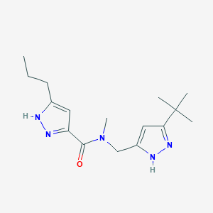 molecular formula C16H25N5O B5560019 N-[(3-叔丁基-1H-吡唑-5-基)甲基]-N-甲基-3-丙基-1H-吡唑-5-甲酰胺 