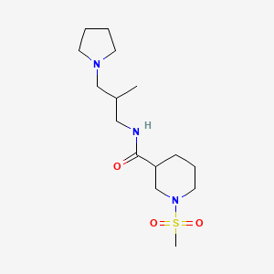 molecular formula C15H29N3O3S B5560048 N-[2-methyl-3-(1-pyrrolidinyl)propyl]-1-(methylsulfonyl)-3-piperidinecarboxamide 