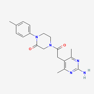 molecular formula C19H23N5O2 B5560102 4-[(2-amino-4,6-dimethyl-5-pyrimidinyl)acetyl]-1-(4-methylphenyl)-2-piperazinone 
