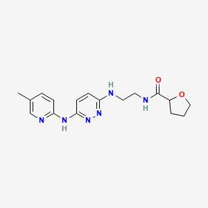 molecular formula C17H22N6O2 B5560110 N-[2-({6-[(5-methyl-2-pyridinyl)amino]-3-pyridazinyl}amino)ethyl]tetrahydro-2-furancarboxamide 