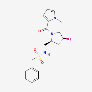 molecular formula C18H22FN3O3S B5560123 N-({(2S,4S)-4-fluoro-1-[(1-methyl-1H-pyrrol-2-yl)carbonyl]pyrrolidin-2-yl}methyl)-1-phenylmethanesulfonamide 