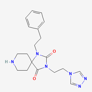 molecular formula C19H24N6O2 B5560125 1-(2-phenylethyl)-3-[2-(4H-1,2,4-triazol-4-yl)ethyl]-1,3,8-triazaspiro[4.5]decane-2,4-dione hydrochloride 