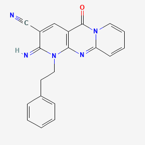 molecular formula C20H15N5O B5560159 2-imino-5-oxo-1-(2-phenylethyl)-1,5-dihydro-2H-dipyrido[1,2-a:2',3'-d]pyrimidine-3-carbonitrile 