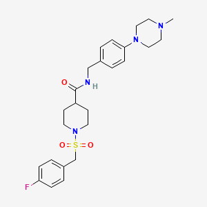 molecular formula C25H33FN4O3S B5560165 1-[(4-fluorobenzyl)sulfonyl]-N-[4-(4-methyl-1-piperazinyl)benzyl]-4-piperidinecarboxamide 