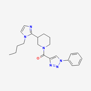 molecular formula C21H26N6O B5560178 3-(1-butyl-1H-imidazol-2-yl)-1-[(1-phenyl-1H-1,2,3-triazol-4-yl)carbonyl]piperidine 