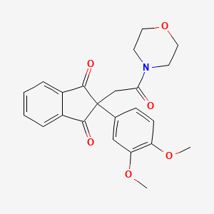 molecular formula C23H23NO6 B5560186 2-(3,4-dimethoxyphenyl)-2-[2-(4-morpholinyl)-2-oxoethyl]-1H-indene-1,3(2H)-dione 