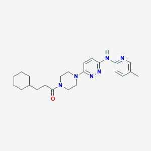 molecular formula C23H32N6O B5560215 6-[4-(3-cyclohexylpropanoyl)-1-piperazinyl]-N-(5-methyl-2-pyridinyl)-3-pyridazinamine 