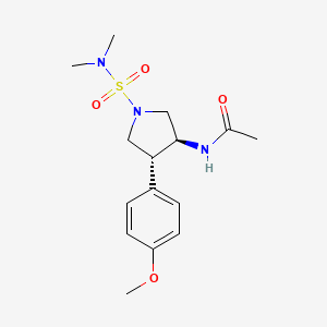 molecular formula C15H23N3O4S B5560232 N-[(3S*,4R*)-1-[(dimethylamino)sulfonyl]-4-(4-methoxyphenyl)-3-pyrrolidinyl]acetamide 
