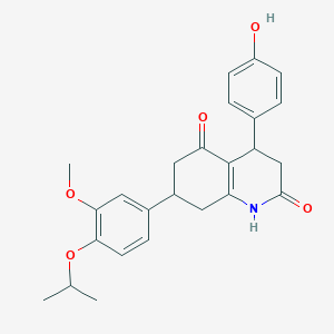 molecular formula C25H27NO5 B5560253 4-(4-hydroxyphenyl)-7-(4-isopropoxy-3-methoxyphenyl)-4,6,7,8-tetrahydro-2,5(1H,3H)-quinolinedione CAS No. 879047-75-3