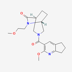 molecular formula C20H27N3O4 B5560266 (1S*,5R*)-3-[(2-methoxy-6,7-dihydro-5H-cyclopenta[b]pyridin-3-yl)carbonyl]-6-(2-methoxyethyl)-3,6-diazabicyclo[3.2.2]nonan-7-one 