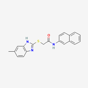 molecular formula C20H17N3OS B5560267 2-[(5-甲基-1H-苯并咪唑-2-基)硫代]-N-2-萘乙酰胺 