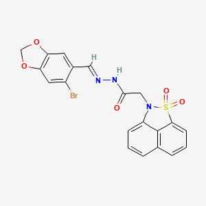 molecular formula C20H14BrN3O5S B5560276 N'-[(6-溴-1,3-苯并二氧杂环-5-基)亚甲基]-2-(1,1-二氧化-2H-萘并[1,8-cd]异噻唑-2-基)乙酰肼 