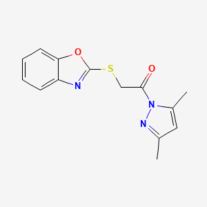 molecular formula C14H13N3O2S B5560316 2-{[2-(3,5-二甲基-1H-吡唑-1-基)-2-氧代乙基]硫代}-1,3-苯并恶唑 CAS No. 113546-64-8