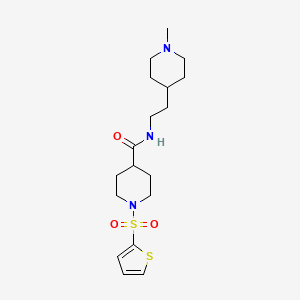 molecular formula C18H29N3O3S2 B5560358 N-[2-(1-甲基-4-哌啶基)乙基]-1-(2-噻吩基磺酰基)-4-哌啶甲酰胺 