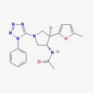 molecular formula C18H20N6O2 B5560369 N-[(3S*,4R*)-4-(5-methyl-2-furyl)-1-(1-phenyl-1H-tetrazol-5-yl)-3-pyrrolidinyl]acetamide 