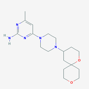 molecular formula C18H29N5O2 B5560371 4-[4-(1,9-dioxaspiro[5.5]undec-4-yl)piperazin-1-yl]-6-methylpyrimidin-2-amine 