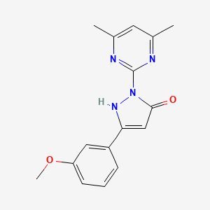 molecular formula C16H16N4O2 B5560379 1-(4,6-二甲基-2-嘧啶基)-3-(3-甲氧基苯基)-1H-吡唑-5-醇 