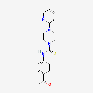 molecular formula C18H20N4OS B5560384 N-(4-乙酰苯基)-4-(2-吡啶基)-1-哌嗪硫代甲酰胺 