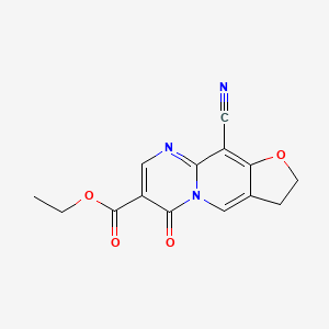 molecular formula C14H11N3O4 B5560389 ethyl 10-cyano-6-oxo-2,3-dihydro-6H-furo[2',3':4,5]pyrido[1,2-a]pyrimidine-7-carboxylate 