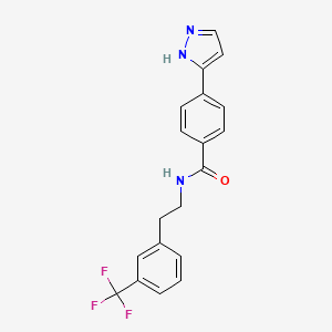 molecular formula C19H16F3N3O B5560420 4-(1H-pyrazol-3-yl)-N-{2-[3-(trifluoromethyl)phenyl]ethyl}benzamide 