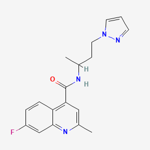 molecular formula C18H19FN4O B5560428 7-fluoro-2-methyl-N-[1-methyl-3-(1H-pyrazol-1-yl)propyl]-4-quinolinecarboxamide 