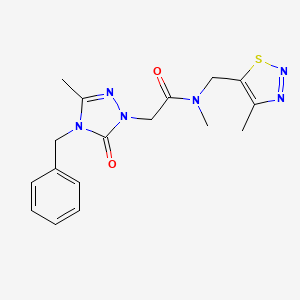 molecular formula C17H20N6O2S B5560439 2-(4-benzyl-3-methyl-5-oxo-4,5-dihydro-1H-1,2,4-triazol-1-yl)-N-methyl-N-[(4-methyl-1,2,3-thiadiazol-5-yl)methyl]acetamide 