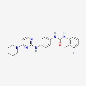 molecular formula C24H27FN6O B5560453 N-(3-fluoro-2-methylphenyl)-N'-(4-{[4-methyl-6-(1-piperidinyl)-2-pyrimidinyl]amino}phenyl)urea 
