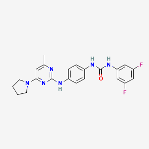 molecular formula C22H22F2N6O B5560457 N-(3,5-difluorophenyl)-N'-(4-{[4-methyl-6-(1-pyrrolidinyl)-2-pyrimidinyl]amino}phenyl)urea 