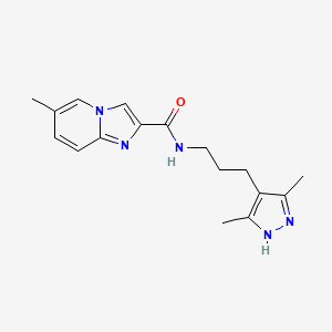 molecular formula C17H21N5O B5560471 N-[3-(3,5-二甲基-1H-吡唑-4-基)丙基]-6-甲基咪唑并[1,2-a]吡啶-2-甲酰胺 