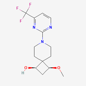 molecular formula C14H18F3N3O2 B5560487 (1R*,3S*)-3-methoxy-7-[4-(trifluoromethyl)pyrimidin-2-yl]-7-azaspiro[3.5]nonan-1-ol 