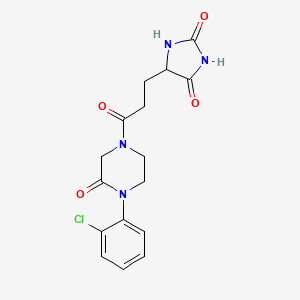molecular formula C16H17ClN4O4 B5560498 5-{3-[4-(2-chlorophenyl)-3-oxo-1-piperazinyl]-3-oxopropyl}-2,4-imidazolidinedione 