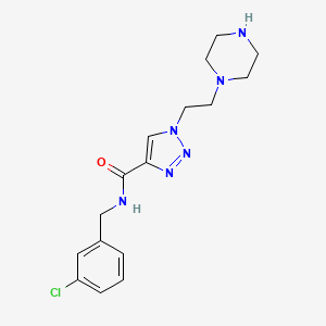 molecular formula C16H21ClN6O B5560534 N-(3-氯苯甲基)-1-(2-哌嗪-1-基乙基)-1H-1,2,3-三唑-4-甲酰胺 