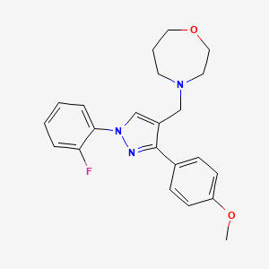 molecular formula C22H24FN3O2 B5560544 4-{[1-(2-氟苯基)-3-(4-甲氧苯基)-1H-吡唑-4-基]甲基}-1,4-恶杂环己烷 