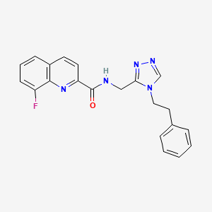 molecular formula C21H18FN5O B5560559 8-fluoro-N-{[4-(2-phenylethyl)-4H-1,2,4-triazol-3-yl]methyl}-2-quinolinecarboxamide 